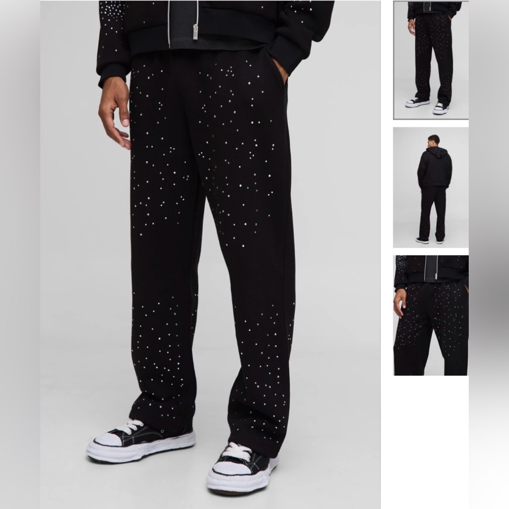 Rhinestone Black Sweatpants